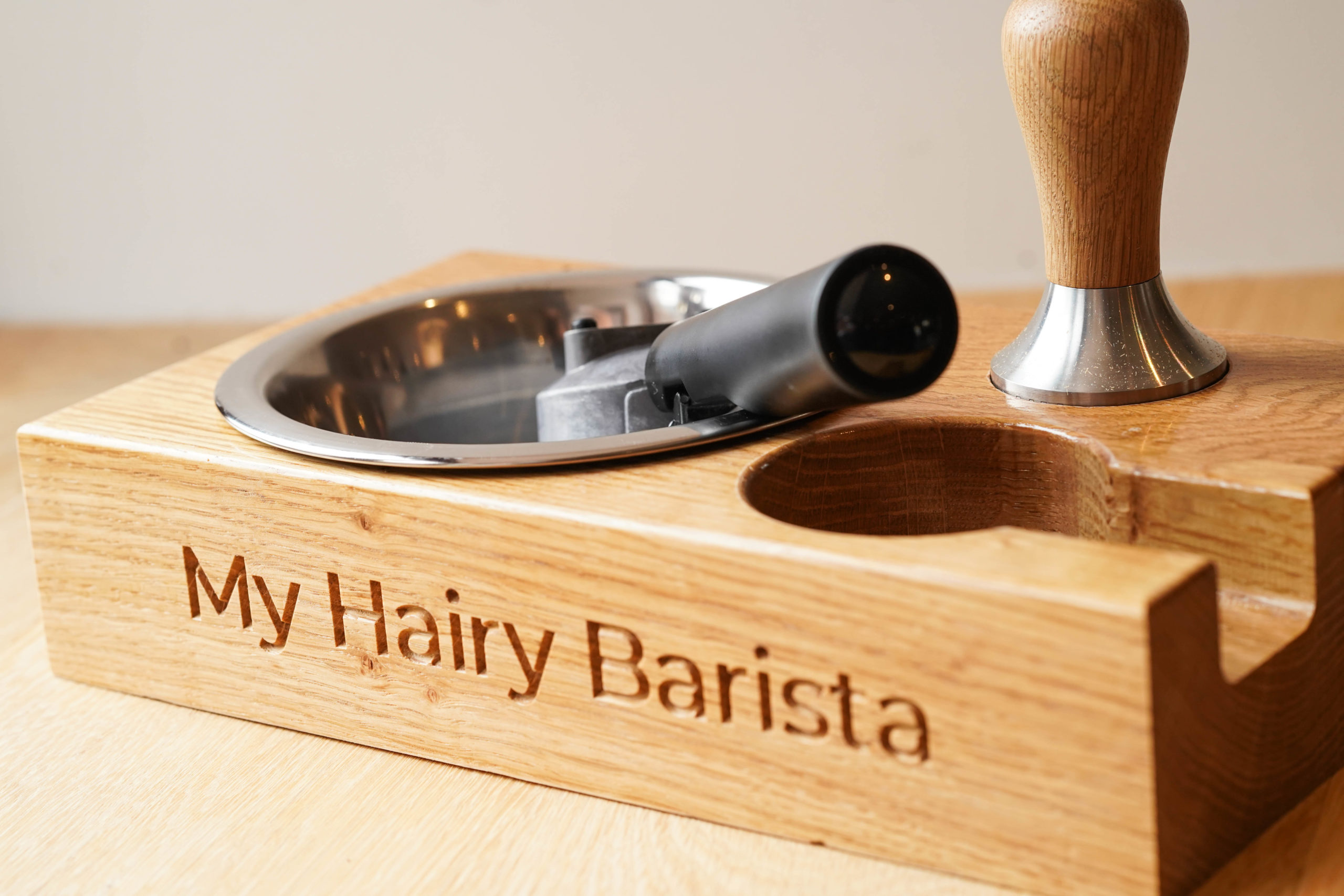 Shockassist Station Tamper Café 58mm En Bois De Noyer – Réglable, 3 Trous, Support Accessoires Espresso